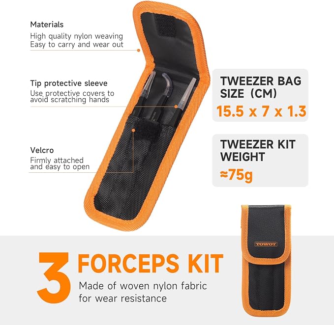 TOWOT Precision Tweezers, Anti-static Stainless Steel Pointed Tweezers - Image 4