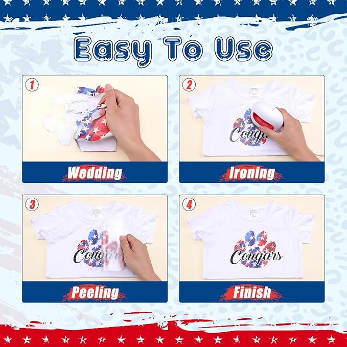 Tintnut USA Flag Heat Transfer Vinyl- 10 Pcs 12x10in Iron on Vinyl | 10x12in - Image 4