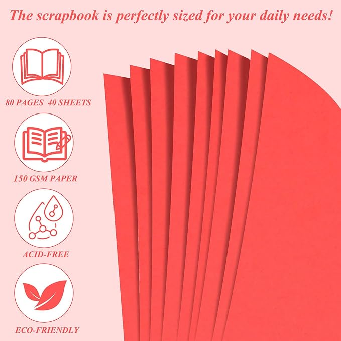 Joyberg Scrapbook 80 Pages, Scrapbooking Supplies 8 x 8 In, Scrapbook Album - Image 5