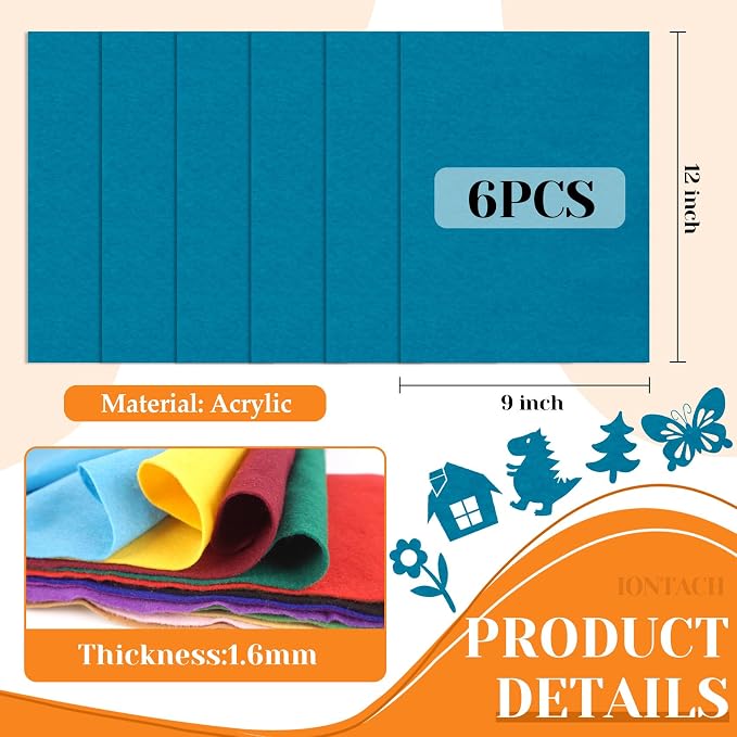 IONTACH 9" X 12" Soft Felt Sheets 1.6mm Thick | Felt Fabric - Image 3