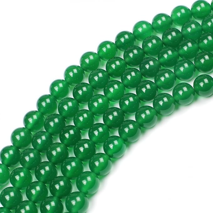 MJDCB 7A Natural Green Agate Round Stone Loose Beads - Image 5