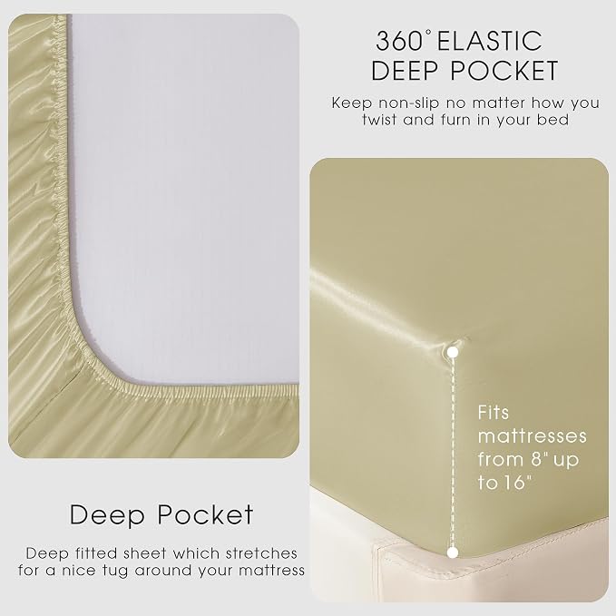 FreshCulture Satin Sheets Twin XL Bed Set - Image 4