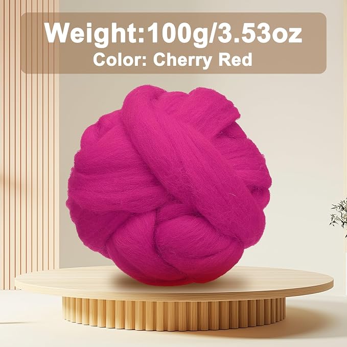 uxcell 3.53oz Wool Roving Yarn, Needle Felting Wool Fiber DIY Craft Needle Wet - Image 2