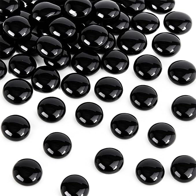 FUTUREPLUSX 1LB Black Flat Glass Marbles, Glass Pebbles Vase Filler, Dark Beads by FuturePlusX