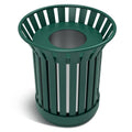 8Gallon Round Large Outdoor Trash Can, Heavy Duty Metal Slatted Garbage Can Outdoor, All Weather Resistant Commercial Garbage Cans, Waste Receptacle in Park, School, Beach, Patio (Green, Medium)