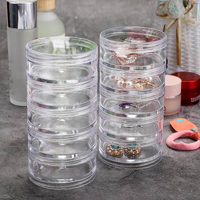 Hipiwe 2 Packs 5 Slot Clear Plastic Round Storage Jars - Image 4
