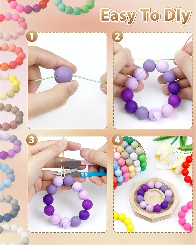 FIVEIZERO 160PCS 15mm Round Silicone Beads, Wear-resistant, Easy-clean - Image 4