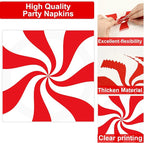 50 Guests Christmas Candy Cane Plates and Napkins Party Supplies Peppermint - Image 3