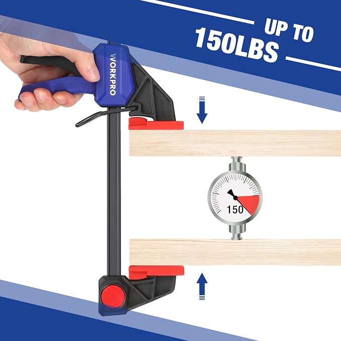 WORKPRO Bar Clamps for Woodworking, 6-Inch and 12-Inch Wood Clamps Set - Image 2