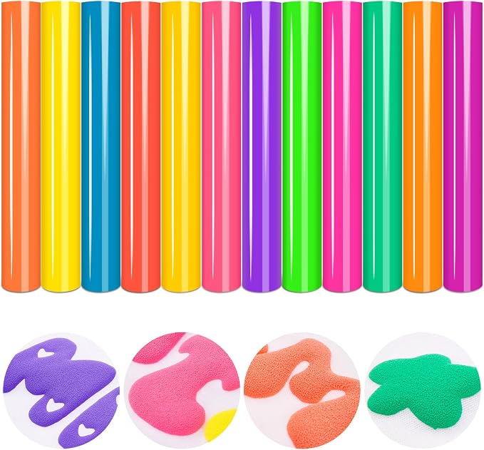 Tintnut Multicolor Neon Puff HTV Vinyl, easy cut & weed, stretch washable by Tintnut