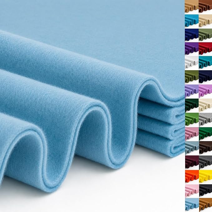 Baby Blue Large Felt Fabric 36" x 36", 1.4 mm Soft Felt Sheet, Nonwoven Fabric by ZANEXIR