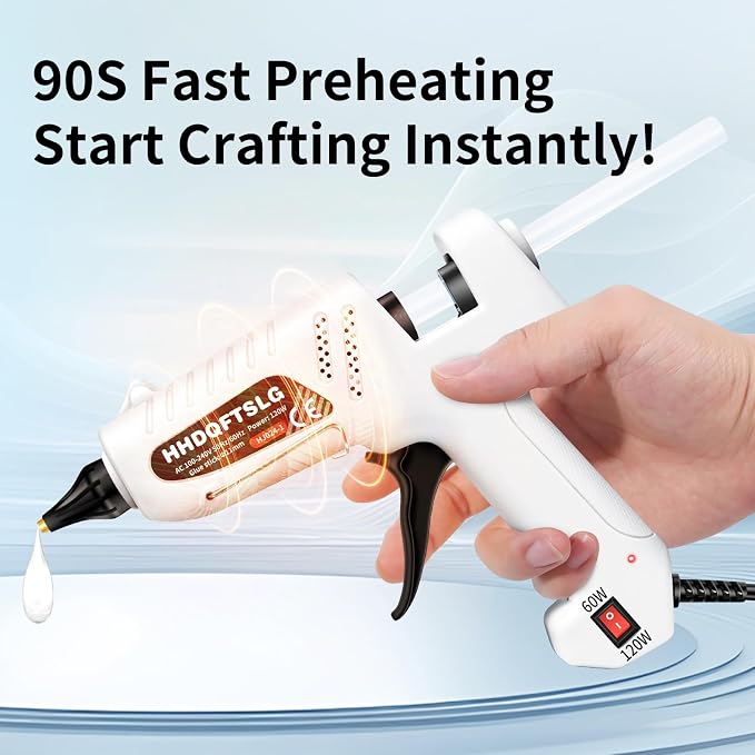 60/120W Full Size Hot Glue Gun Kit, Dual Power Glue Gun - Image 3
