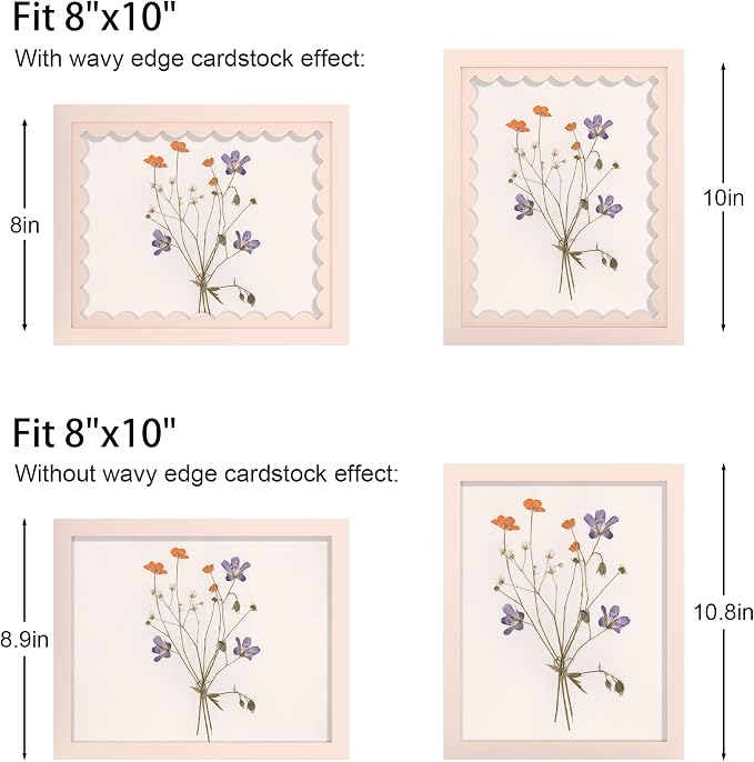 8x10 Picture Frame with Real Glass, Wooden cute 8 x 10 Photo Frame with Wavy Mat - Image 2