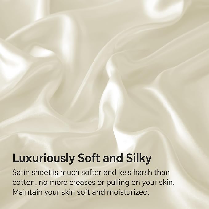 BEDELITE Satin Fitted Sheet and Pillowcase Set, Luxury Soft Similar to Silk - Image 3