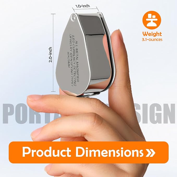 Leffis 40X Jewelers Loupe Magnifier Magnifying Glasses, LED/UV Illuminated - Image 2
