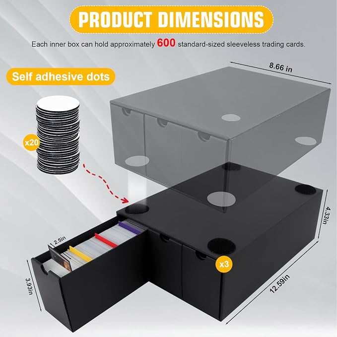 Trading Card Storage Box, Includes 9-600 CT Boxes & 48 Card Dividers, 9000+ - Image 3