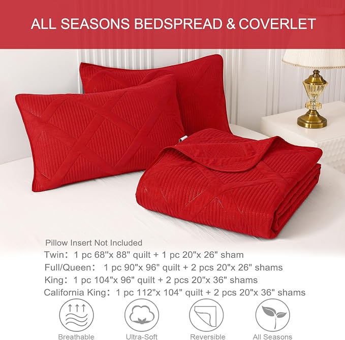 Exclusivo Mezcla King Quilt Set- Red Quilts Bedding Set - Image 6