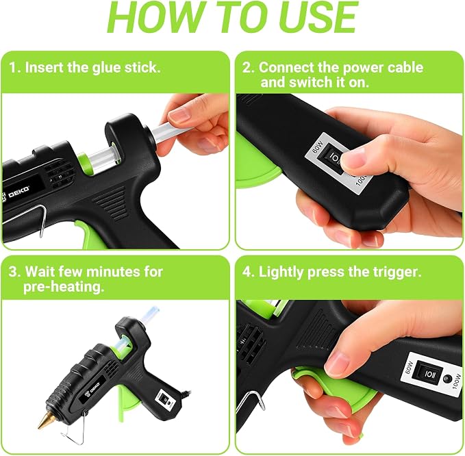 Hot Glue Gun Full Size: DEKOPRO 60/100Watt Dual Temp Hot Glue Gun Kit - Image 5