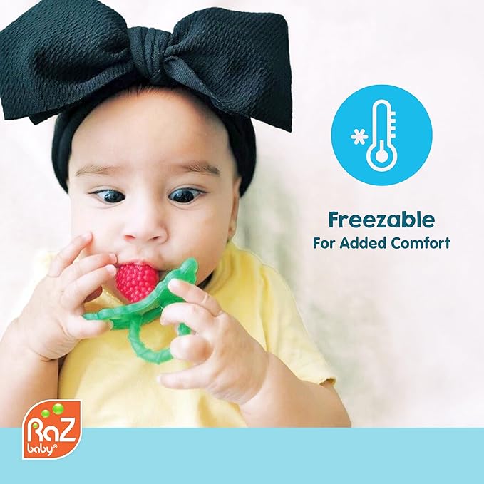 RaZbaby Cow RaZbuddy w/RaZberry Teething Relief Pacifier – Soothes Sore Gums w/Nature-Inspired Texture, 100% BPA-Free Silicone Teether, Detachable Stuffed Animal – 3 Months+ Teether, Grey