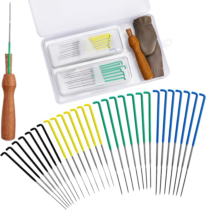 FTEVEN Felting Needles, Wooden Handle, Finger Cots Felting Supplies by FTEVEN