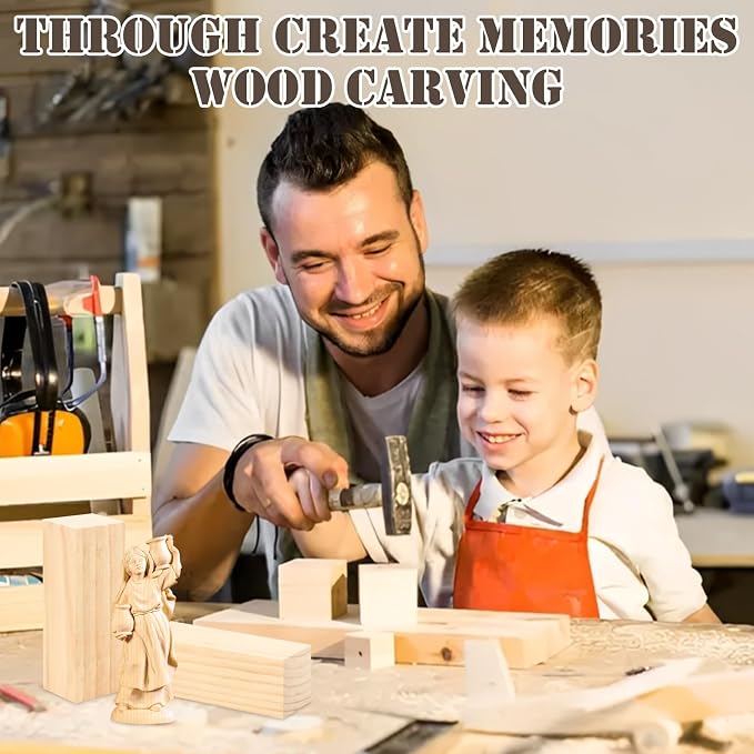 SHUESS 12 Pcs Wood Blocks, 5.9 X 2 X 2 Inch Unfinished Wood Crafts, Wood - Image 7