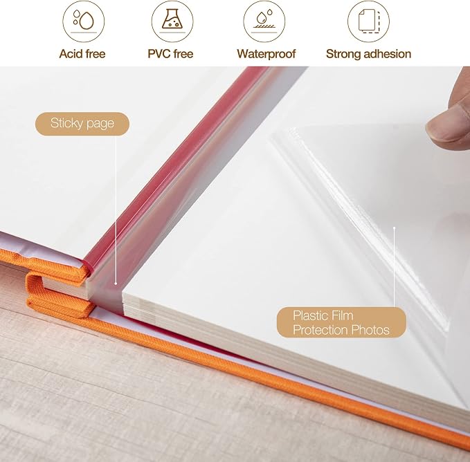 potricher Large Photo Album Self Adhesive 3x5 4x6 5x7 8x10 10x12 Pictures Linen - Image 4