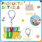 RattanView 24 Pcs Video Game Craft Color Your Own Keychains DIY Craft Wooden - Image 3