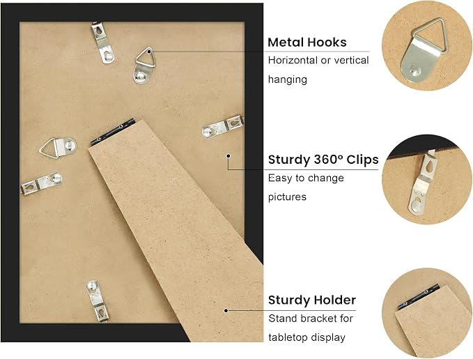 6x8 Picture Frame with Wavy Mat, Wooden Real Glass 6 x 8 Photo Frame - Image 4