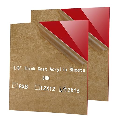 YMYKLB-2Pack 1/8 Thick 12 X 16 Inch 3mm Red Acrylic Sheets by YMYKLB