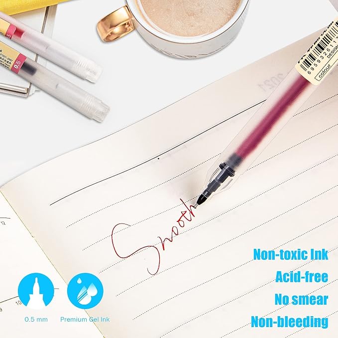 BEIWO Premium Gel Ink Ball Point Pen, Fine Point Color Pens, Smooth Writing Gel - Image 2