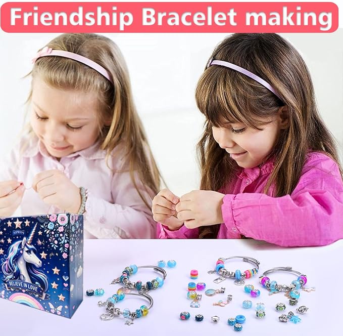 AIPRIDY Charm Bracelet Making Kit, Unicorn Mermaid Crafts Gifts Set Can - Image 6