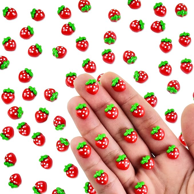 60 Pieces Tiny Strawberry for Dollhouse Miniatures Resin Food for Crafts Mini by HOMICO