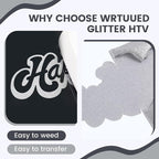 Silver Glitter HTV Heat Transfer Vinyl - Image 3