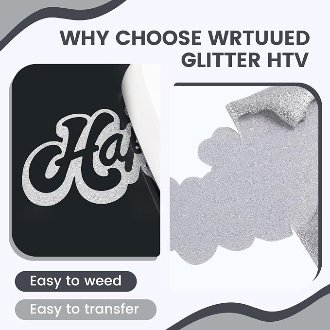 Silver Glitter HTV Heat Transfer Vinyl - Image 3