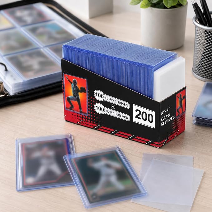 200 Card Sleeves, Baseball Card Sleeves, Hard Plastic Card Holder - Image 6