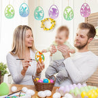36PCS Wooden Easter Ornaments to Paint, 6 Styles DIY Blank Unfinished Wood Egg - Image 4