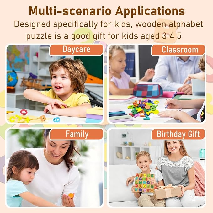 Winbar Wooden Puzzles for Toddlers, Alphabet Shape Puzzles for 3 Years Old | 3 - Image 5
