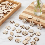 100 Pcs Wooden Flowers for Crafts, Unfinished Wooden Flowers | Wood Craft - Image 6