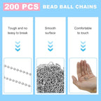 200 pcs Bead Ball Chains, 4 Inch Keychain Rings, - Image 3