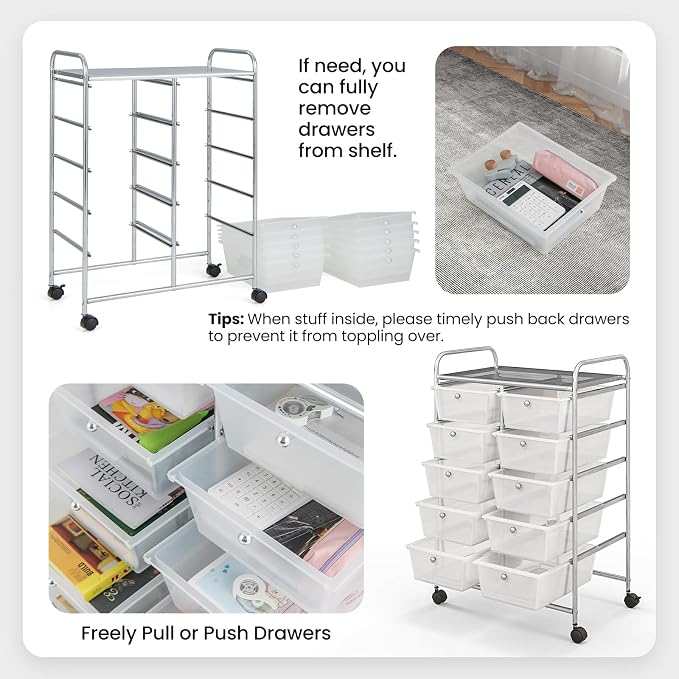 BECOMFORT 10-Drawer Rolling Cart - Image 4