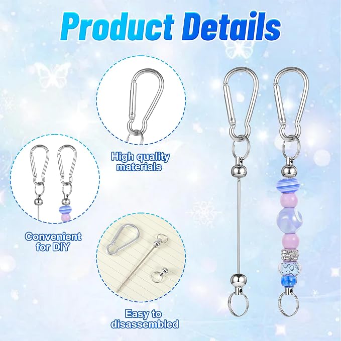 50 Pcs Beadable Keychain Bars Bulk DIY Metal Keychain Making Kit Metal - Image 3
