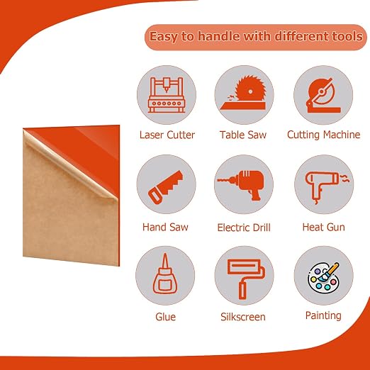 2 Pack 12'' x 16'' Opaque Orange Acrylic Sheet, 3mm Thick Acrylic Plastic - Image 4