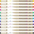 12 Colors Fineliner Pen Set, 05 Tip Fine Point Drawing Pens | Bleed Free Needle by Attom+Tech+Art