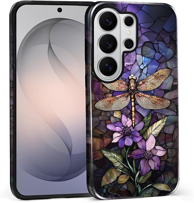 for Samsung Galaxy S26 Ultra Case, Stained Glass Dragonfly Pattern Glossy 2 in by Teonvpu