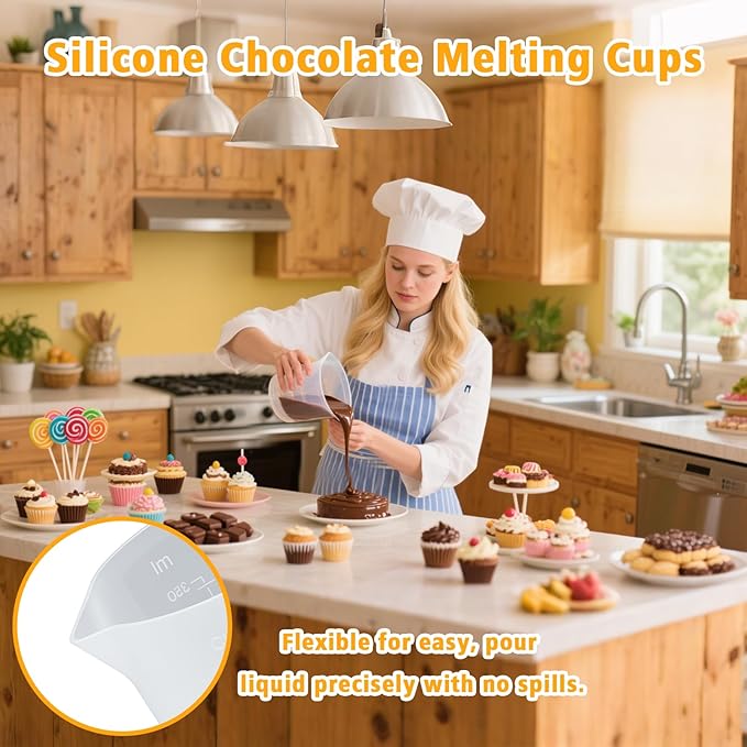 Palksky Silicone Cups for Melting Chocolate, Reusable Baking Supplies for DIY - Image 2
