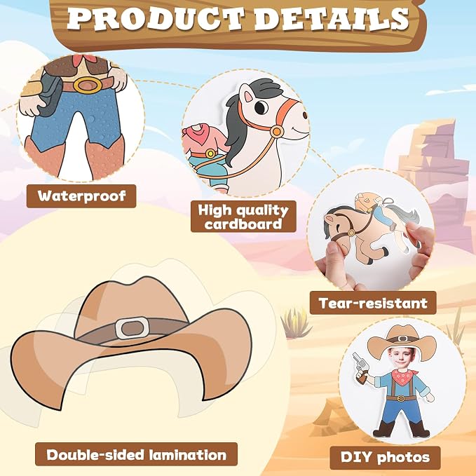 60pcs Western Theme DIY Cutouts Cowboy Cowgirl Hat Bulletin Board Decoration - Image 3
