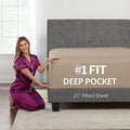 Lovely Queen Deep Pocket Sheet 21' Fitted Perfectly Fits 17'23' Mattresses Taupe by DeaLuxeBedding