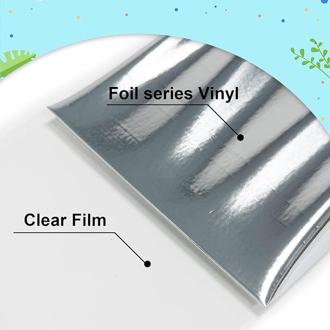 Metallic Silver Foil Heat Transfer Vinyl 12Inch*6Ft Bundle Chrome HTV in - Image 3