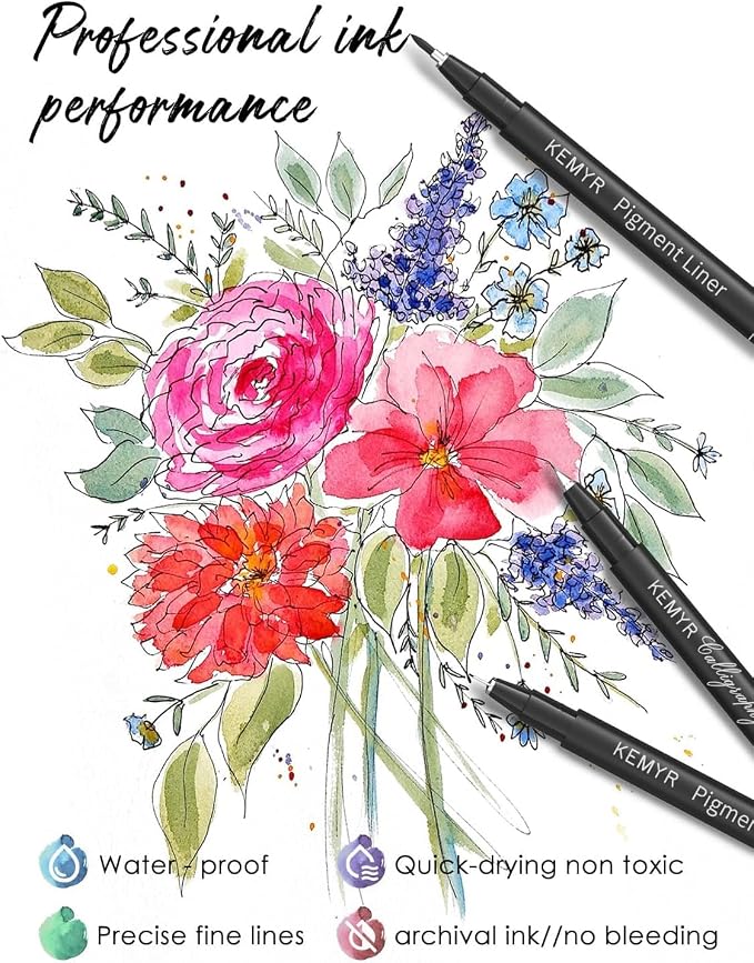 KEMYR 4 Micro Fine liner Drawing Art Pens Calligraphy Pens: 0.05mm Size Black - Image 3