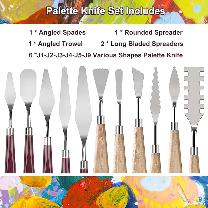 Palette Knife Set, 11 Pieces Stainless Steel Spatula Palette Knives Painting - Image 3